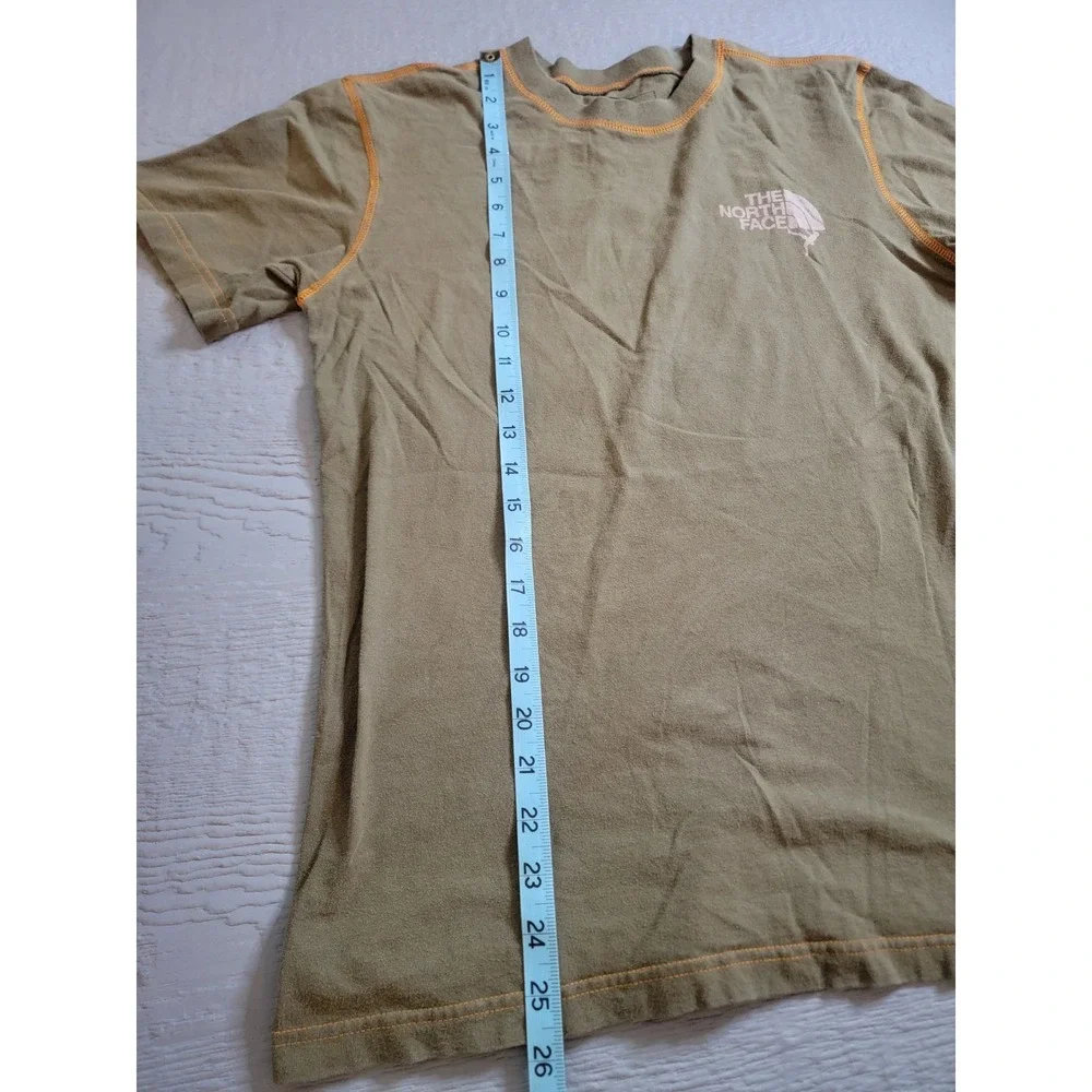 ♡The North Face Mens Small Khaki Green Rock Climbing Graphic T-Shirt Orange